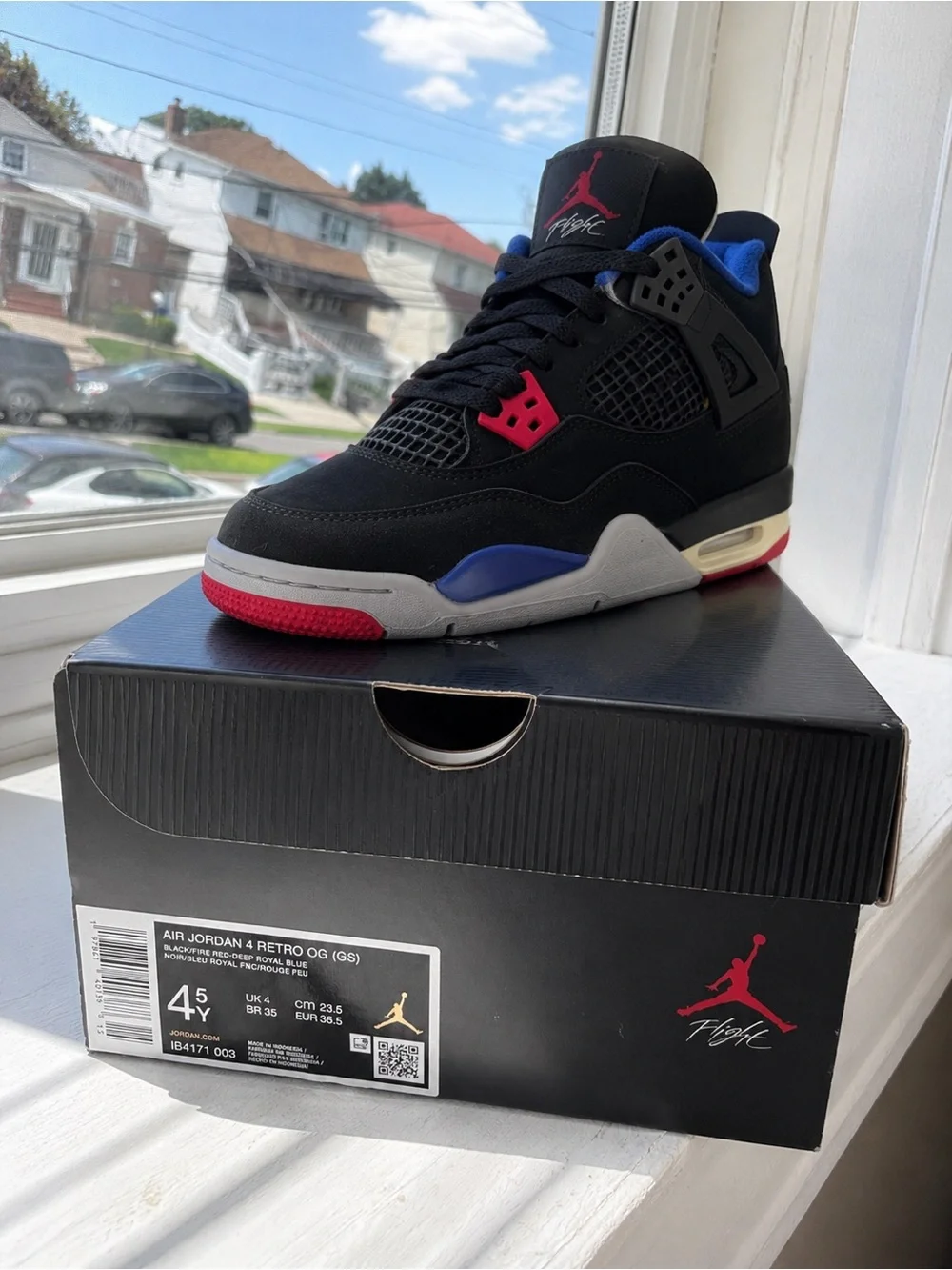 Nike Air Jordan 4 Kids Shoes - Black / Blue / Red